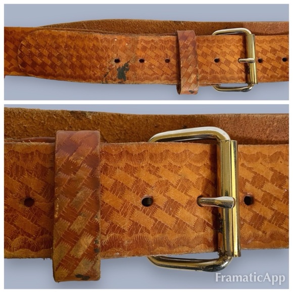 Vintage Hand Tooled Leather Belt w/ Action Leathercraft Superswinger Hammer Loop - Picture 4 of 12
